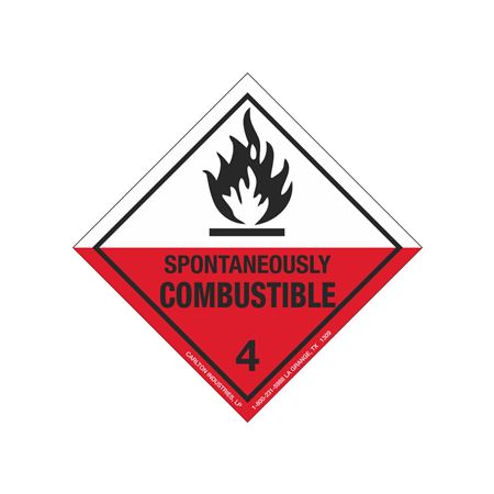 Hazardous Shipping Label - Class 4 Spontaneously Combustible