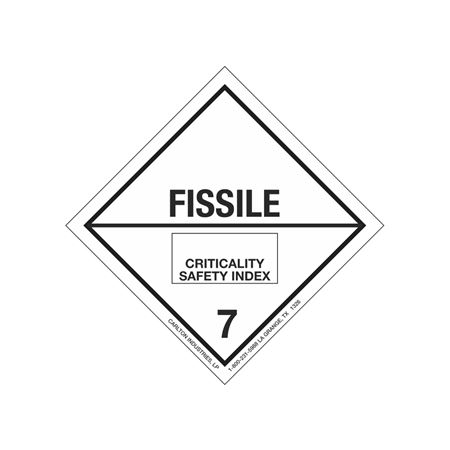 Hazardous Shipping Label - Class 7 Fissile
