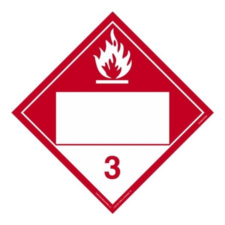 Class 3 Combustible - Blank Polyvinyl 10 3/4 Placard