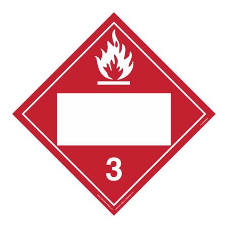 Class 3 Flammable Liquid - Blank Permanent Adhesive Vinyl 10 3/4 Placard