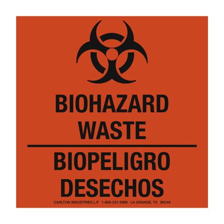 Biohazard Waste Bilingual - Paper Label