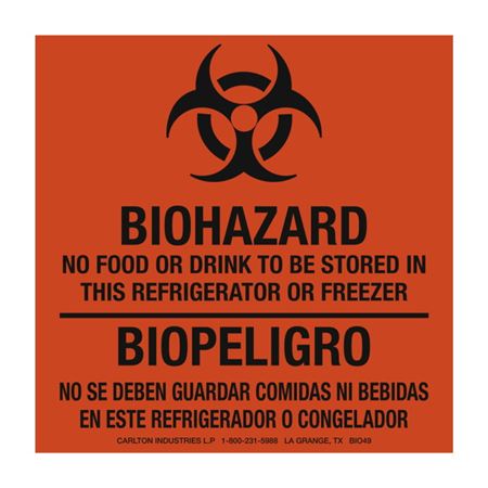 Biohazard No Food or Drink... Bilingual - Paper Label