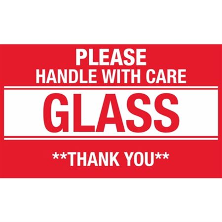 Please Handle With Care Glass Thank You - Handling Label