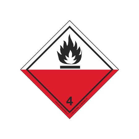Transport Pictogram 2" Label - Class 4 Spontaneously Combustible