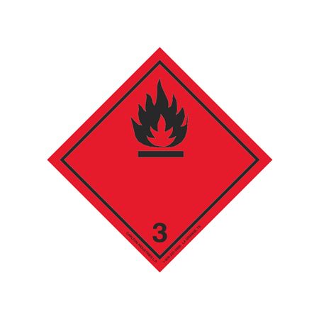 Transport Pictogram 4" Label - Class 3 Flammable Liquid (Black Flame)