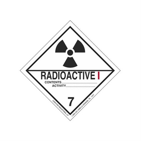 Hazardous Shipping Label - Class 7 Radioactive I
