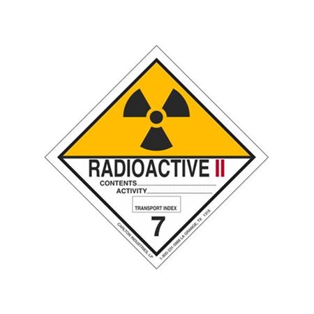 Hazardous Shipping Label - Class 7 Radioactive II