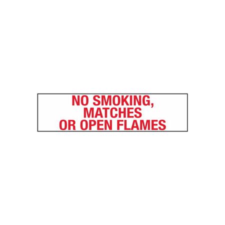 No Smoking, Matches Or Open Flame - 2" x 8" Decal