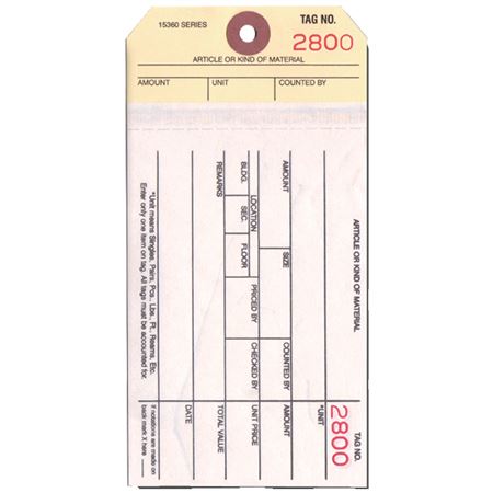 Multi-Part Inventory Tags - Perforated w/2 Parts