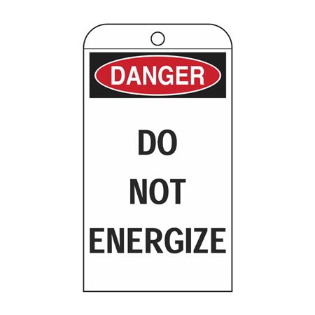 Self-Laminating Tags - Danger Do Not Energize Tag