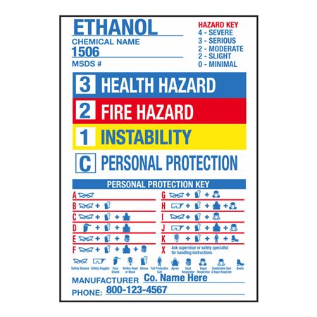 Custom Right To Know - Chemical Hazard Label - 7 x 10