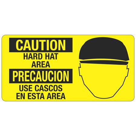Caution Hard Hat Area - Bilingual - 4 x 8 Decal