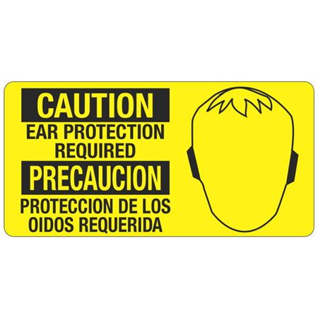 Caution Ear Protection Required - Bilingual - 4 x 8 Decal