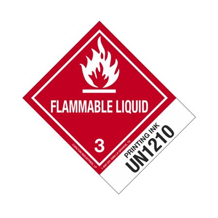 Hazmat Shipping Label/Description - Class 3 UN1210 Printing Ink
