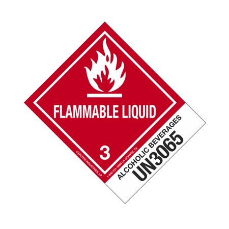 Hazmat Shipping Label/Description - Class 3 UN3065 Alcoholic Beverages