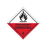 Hazardous Shipping Label - Class 4 Spontaneously Combustible