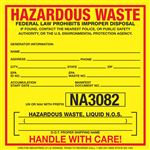 Custom Hazardous Waste Decal - NA3082 Liquid