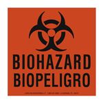 Biohazard Warning Bilingual - Paper Label