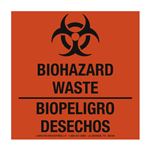 Biohazard Waste Bilingual - Paper Label