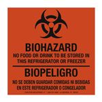 Biohazard No Food or Drink... Bilingual - Paper Label