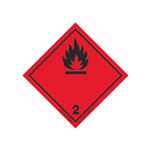 Transport Pictogram 2" Label - Class 2 Flammable Gas (Black Flame)