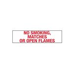 No Smoking, Matches Or Open Flame - 2" x 8" Decal
