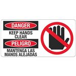 Danger Keep Hands Clear - Bilingual - 4  x 8 Decal